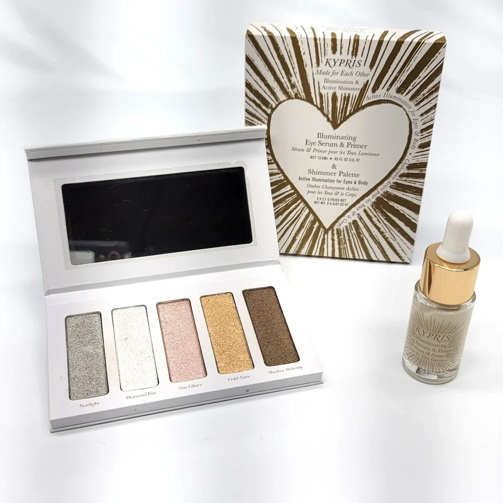 KYPRIS Set Illuminating Eye Serum & Primer 5 Pan Shimmer Palette Brightens NIB